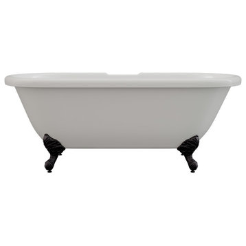70" Acrylic Double Ended Tub, "Madison", 7" Holes, Oil Rubbed Bronze Feet