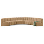 Meridian Furniture - Arc Velvet Upholstered 8-Pc. Inward Curved Modular Sectional, Camel - Give your living room or den the perfect blend of style and versatility with this Arc velvet fabric curved modula Sectionalr. Part of the Arc modular furniture collection, this chair comes upholstered in rich camel velvet fabric and features deep channel tufting that adds a touch of luxury while enhancing comfort and support. A seamless combination of form and function, this chair can be used with other Arc pieces to create a myriad of configurations in your well-curated room.