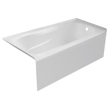 Pro White Acrylic Bathtub, Sculpted Interior and Smooth Skirt 60"x32", RH