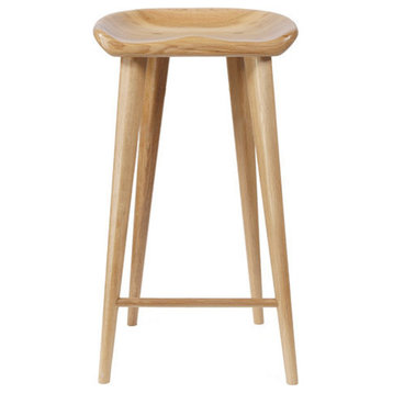 Tractor Contemporary Carved Wood Barstool - 30" Bar Chair for Kitchen, Man Cave