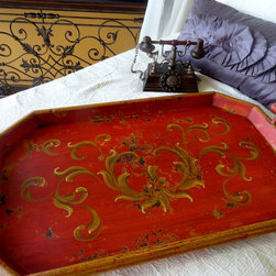 Hand-painted Wood Accessory Tray in red - Products
