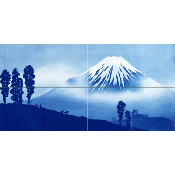 Tile Mural Japan is Mount Fuji landscahts Backsplash 4.25" Ceramic Glossy