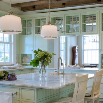 Green Country Breakfast room, Farmhouse Kitchen with Passthrough