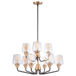 Maxim Lighting - Goblet 9-Light Chandelier - Simple yet elegant frames are finished in two tone finishes to add upscale element to this economical collection. Frames are available in either Bronze with Antique Brass accents or Black with Satin Nickel accents. Both are supplied with Clear glass shades inspired by stemware for a tailored profile.