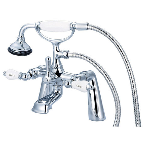 Vintage Classic Deck Mount Tub Faucet With Handshower, Hand Polished, Richly Tri