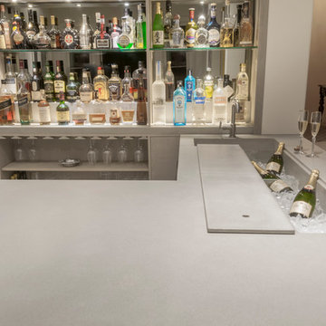 Residential Concrete Bar with Integrated Champagne Trough and Sink