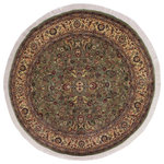 Bareens Designer Rugs - Abassi Afsha Pak Persian Lizabeth Green/Beige Wool Round - 8'0'' x 8'2'' - Designed with mesmerizing intricacy and gorgeous color palette, this hand-knotted masterpiece demonstrates the beauty and electrifying thrill of Pak Persian art. These meticulously hand-knotted Pak-Persian rug is made with pure wool and features breathtaking traditional, transitional, and tribal designs in bold luxurious color pallets. Known for their intricate designs these rugs are a reproduction of Persian rugs, made in Pakistan with unique Mughal designs. Made by master weavers using the same Persian texture, design and dying technique, we wanted to produce the most significant manifestation of Persian art, life, and culture. This rug is most famous for its exceptional quality, incredible designs, patterns, and vibrant rich color. Pak-Persian rugs made with Persian weave with high knot counts, which enables the high intricacy and detail found in the patterns are also referred to as "State of art", each color adds a rich beautiful detail in the artwork of this rug. The design, color, and beautiful chromatic composition with a vibrant sheen with intricate designs, exude beauty, elegance, and quality make this rug a masterpiece of its own.