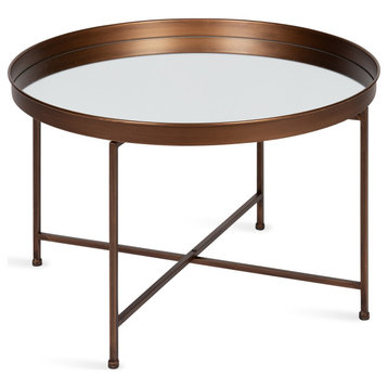 Celia Round Metal Coffee Table, Bronze 28.25x28.25x19