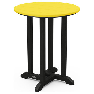 Polywood Contempo 24" Round Dining Table, Black/Lemon