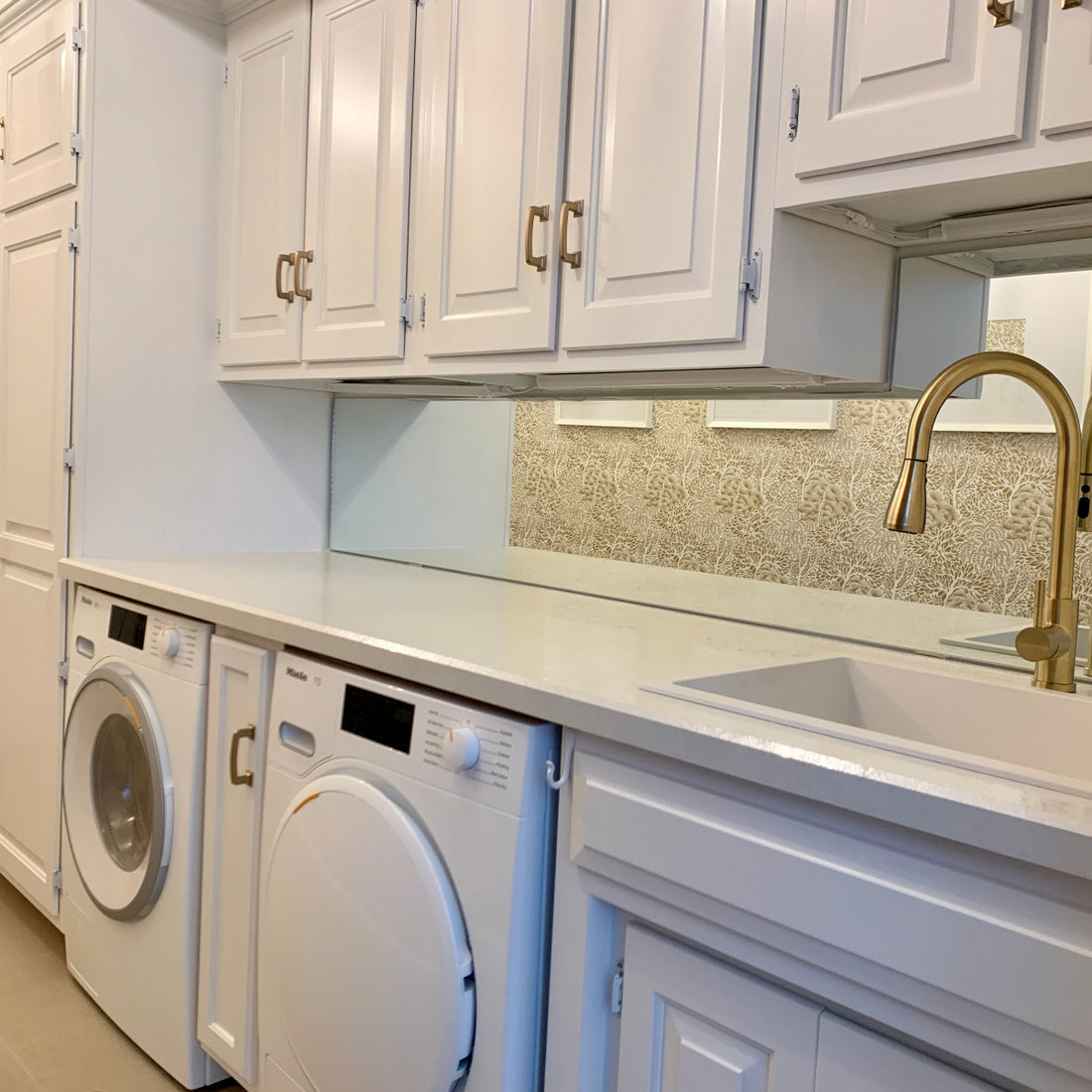 Gold & White Laundry Room