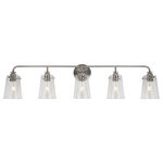 Forte - Forte 5118-05-55 Ronna, 5 Light Bath Vanity, Brushed Nickel/Satin Nickel - The Ronna transitional vanity fixture comes in bruRonna 5 Light Bath V Brushed Nickel Clear *UL Approved: YES Energy Star Qualified: n/a ADA Certified: n/a  *Number of Lights: 5-*Wattage:75w Medium Base bulb(s) *Bulb Included:No *Bulb Type:Medium Base *Finish Type:Brushed Nickel