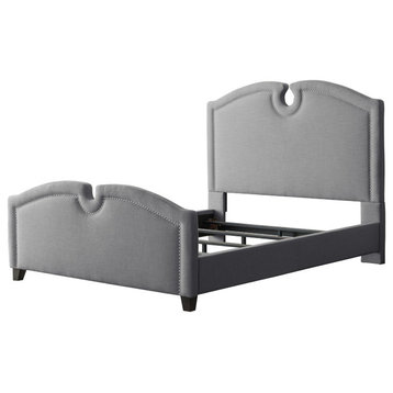 CorLiving Fairfield Gray Fabric Curved Top Bed, Gray, King