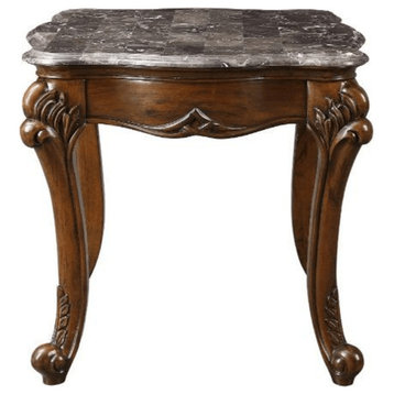 24" Cherry And Brown Marble  Polyresin Rectangular End Table