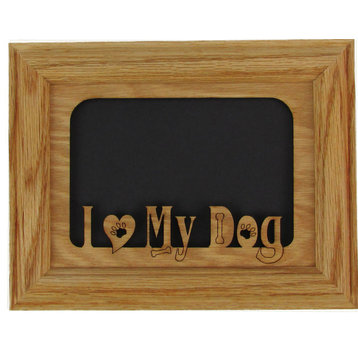 I Love My Dog Oak Picture Frame and Oak Matte, 5"x7"