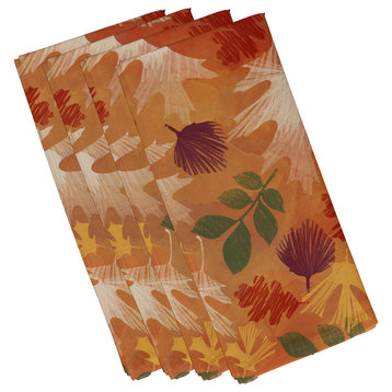 Watercolor Leaves Floral Print Napkin, Set of 4, Rust
