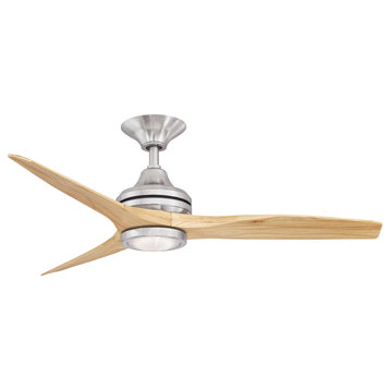 Fanimation Spitfire Ceiling 48" Fan/LED Light, Brushed Nickel/Natural Blades