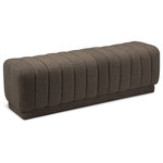 Meridian Furniture - Heathrow Boucle Fabric Upholstered Ottoman/Bench, Brown - Place this lovely Heathrow ottoman at the foot of your bed or elsewhere to provide impromptu seating when you need it most. This elegant ottoman features rich brown boucle fabric covering every inch of its exterior, so its soft and welcoming to the touch. Deep channel tufting gives the ottoman texture while adding to its overall durability and longevity. The neutral color makes this ottoman/bench a fitting addition to nearly any space.