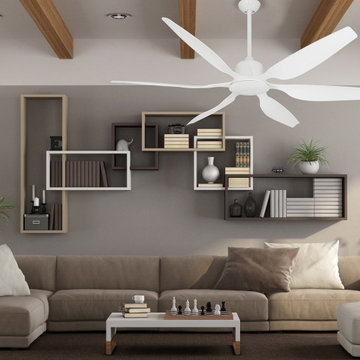 52 inch Titan II Pure White Ceiling Fan with Contoured Blades by TroposAir