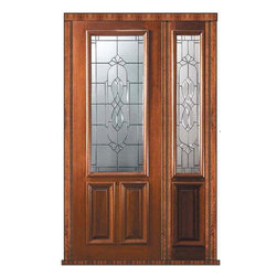 Prehung Sidelight Door 96 Mahogany Kensington 2 Panel 2/3 Lite Glass - Front Doors