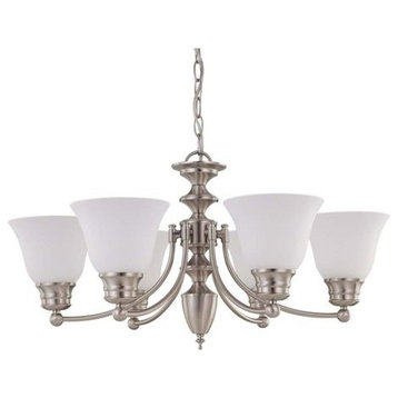 Nuvo Empire 6-Light Brushed Nickel and Frosted Glass Chandelier