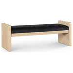 Meridian Furniture - Sonia Upholstered Bench, Black, Velour Fur Fabric, Natural Finish - Transform your interior with the Sonia velour black fur fabric upholstered bench finished in a rich natural wood finish, a harmonious blend of luxury and modern design. Ideal for enhancing the aesthetic of entryways, at the foot of a bed, or as a chic addition to your living room, this bench is as versatile as it is striking. It's the perfect choice for those seeking to add a sophisticated yet functional element to their home decor.