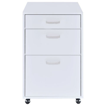 Acme Coleen File Cabinet White High Gloss and Chrome