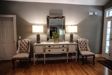 Example of a transitional home design design in Charlotte