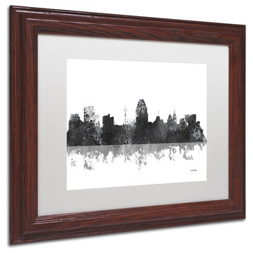 Watson 'San Antonio Texas Skyline BG-1' Art, Wood Frame, 11"x14", White Matte