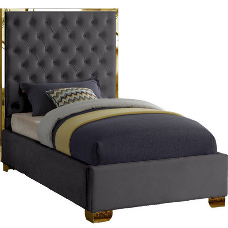 Lana Velvet Bed, Gray, Twin