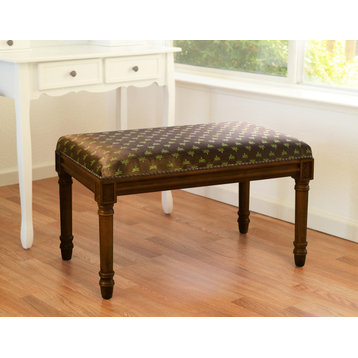 Dragonfly Upholstered Wooden Bench Wood Stain Finish