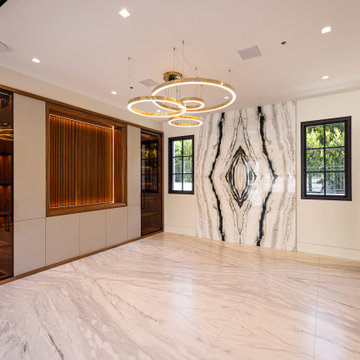 Modern Glass Wine Wall and Temperature Controlled Cabinets in Newport Coast
