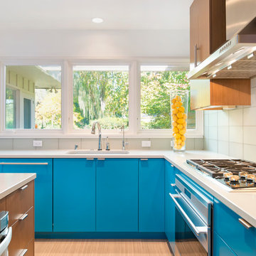 Mid-Century Modern Kitchen with Greenfield Cabinetry