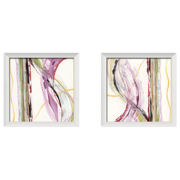 Honeysuckle Rose Abstract Framed Print; Two 16x16in White Framed Prints