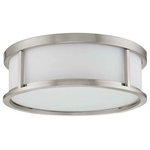 Nuvo Lighting - Nuvo Lighting 60/2862 Odeon - Three Light Flush Dome - Odeon Three Light Flush Dome Brushed Nickel Satin White Shade *UL Approved: YES *Energy Star Qualified: n/a  *ADA Certified: n/a  *Number of Lights: Lamp: 3-*Wattage:60w Halogen bulb(s) *Bulb Included:No *Bulb Type:Halogen *Finish Type:Brushed Nickel