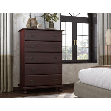 100% Solid Wood Kyle 5-Drawer Chest, Java