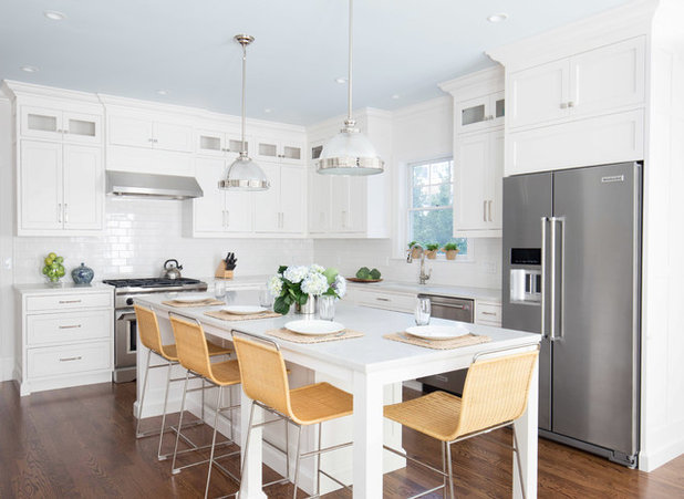 How To Make Your Kitchen Island New Favorite Dining Spot Beach Style Kitchen By Tim Lenz Photography