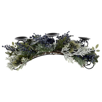 Frosted Pine Blueberry Centerpiece Candle Holder 31"H