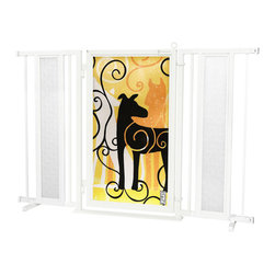Fusion Gates - Fusion Gate with Limited Edition Dream Dog Design, White Pearl, 52"-60" - Dog Gates