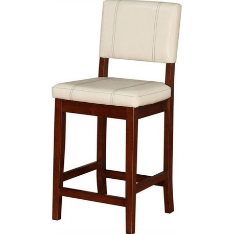 Linon Milano 24.8" Wood Counter Stool in Cream