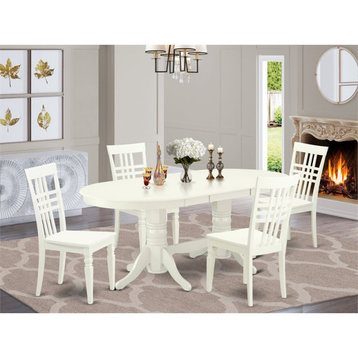 East West Furniture Vancouver 5-piece Dining Set with Wood Chairs in Linen White
