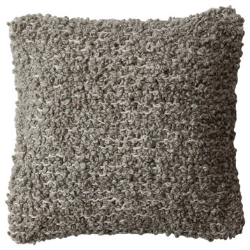 Woven Cotton Blend Boucle Pillow, Brown