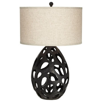 Pacific Coast Lighting Luna 30" Egg with Holes Resin Table Lamp in Black