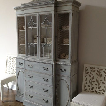 Custom painted breakfront cabinet