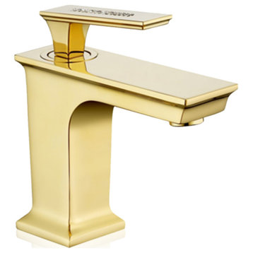 Gold and Crystal Lavatory Faucet Single Handle