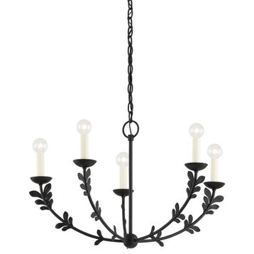 Whimsical Style 5-Light Chandelier in Gold Finish Flower Stems and
