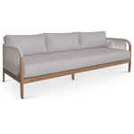Meridian Furniture - Maui Resilient Fabric Upholstered Outdoor Patio Set, Gray, Patio Sofa - Make your outdoor oasis even more inviting with this Maui Grey Water Resistant Fabric Outdoor Patio Sofa Crafted with an aluminum frame to look like teak without the maintenance requirements, this sofa offers both style and convenience. Resilient grey fabric cushions, water-resistant and plump, have quick-dry foam inserts so you enjoy leisure time without worry. With its contemporary resort look, this sofa adds sophistication to any patio, porch, or deck setting. Embrace the essence of outdoor comfort and style with this elegant addition - your perfect companion for leisurely moments outdoors.