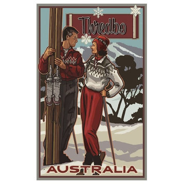 Paul A. Lanquist Thredbo Australia Classic Skiers Art Print, 12"x18"