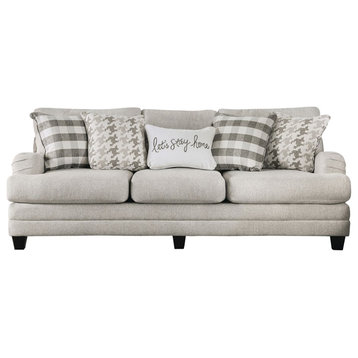 Furniture of America Verdugo Transitional Fabric Sofa in Light Gray