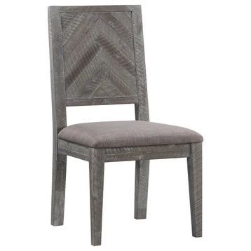 Modus Herringbone Solid Wood Upholstered 2 Dining Chair in Rustic