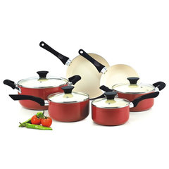 Korkmaz Vintage Cookware Set | 5 Pcs Nonstick Pot Set with Lid | Mixed  Granite Casserole Set with Bronze Stay Cool Stainless Steel Handles |  Cooking